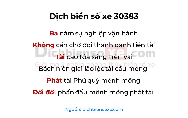Dịch thơ biển số 30383