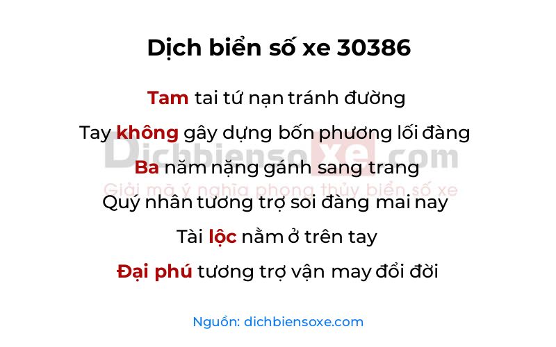 Dịch thơ biển số 30386
