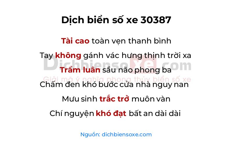 Dịch thơ biển số 30387