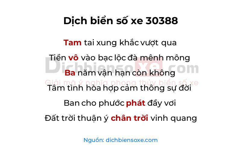 Dịch thơ biển số 30388