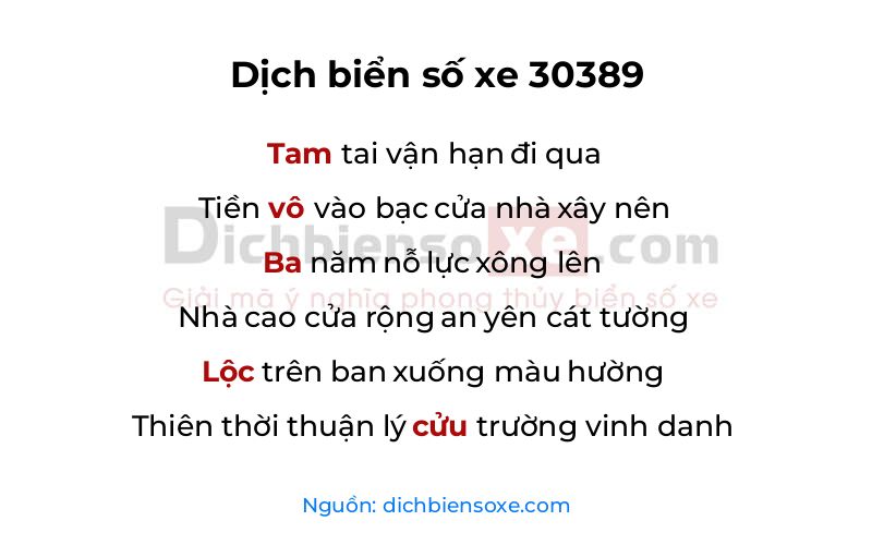 Dịch thơ biển số 30389