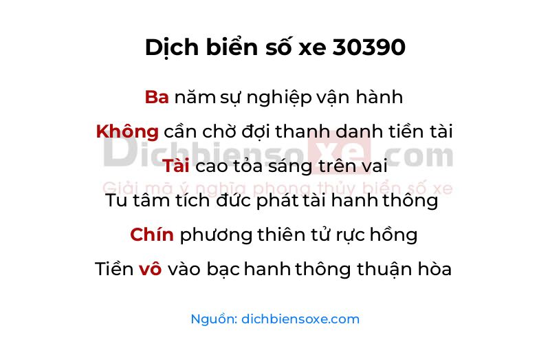 Dịch thơ biển số 30390