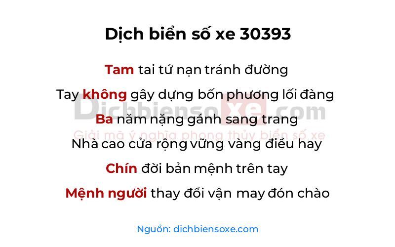 Dịch thơ biển số 30393