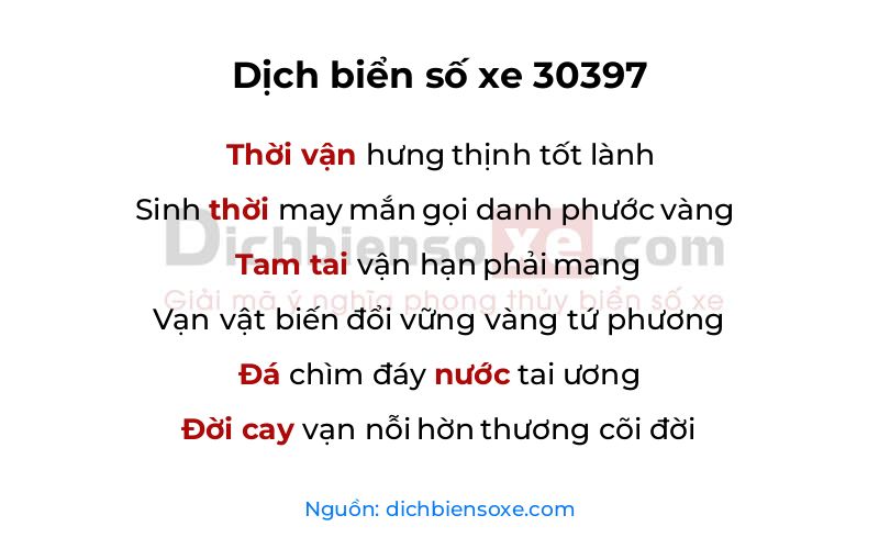 Dịch thơ biển số 30397