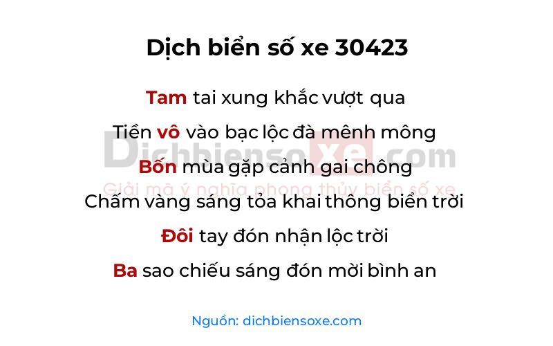 Dịch thơ biển số 30423