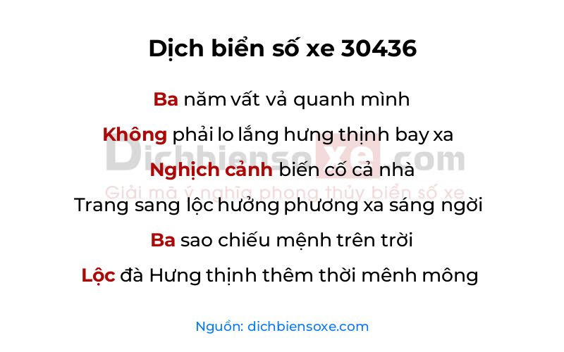 Dịch thơ biển số 30436