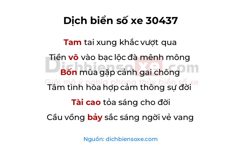 Dịch thơ biển số 30437