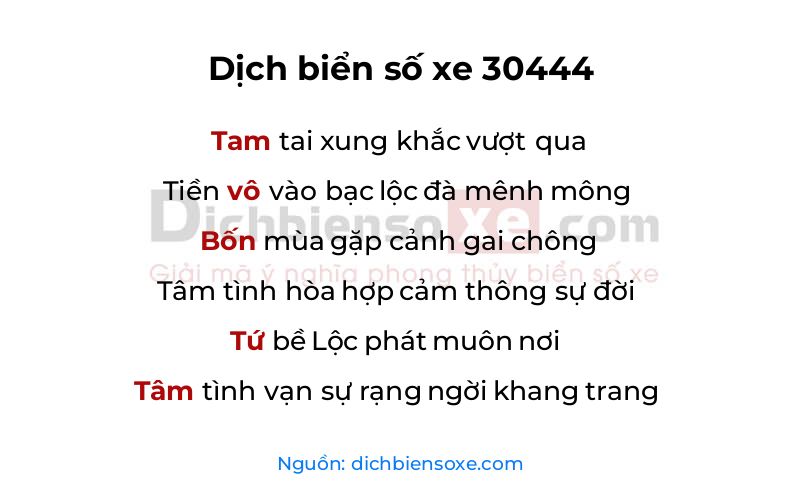 Dịch thơ biển số 30444