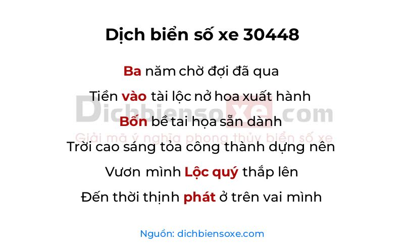 Dịch thơ biển số 30448