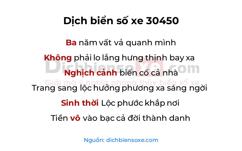 Dịch thơ biển số 30450