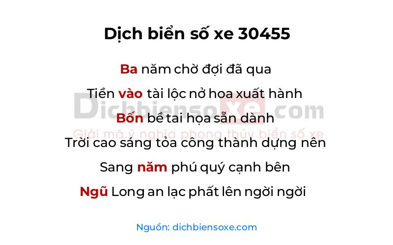 Dịch thơ biển số 30455