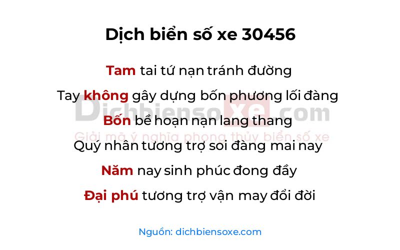 Dịch thơ biển số 30456
