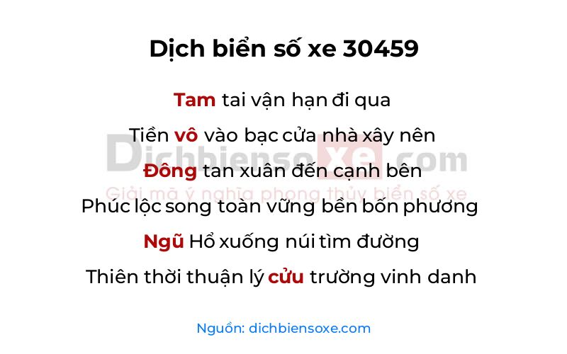 Dịch thơ biển số 30459
