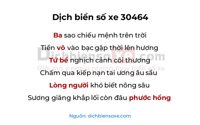 Dịch thơ biển số 30464