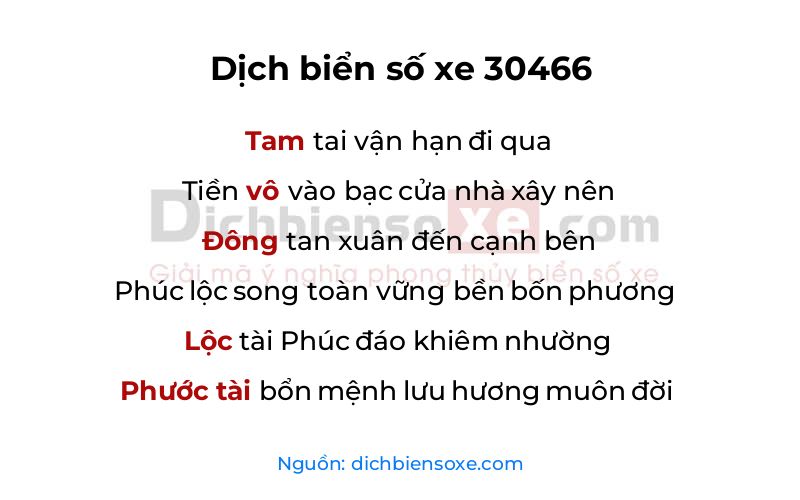 Dịch thơ biển số 30466