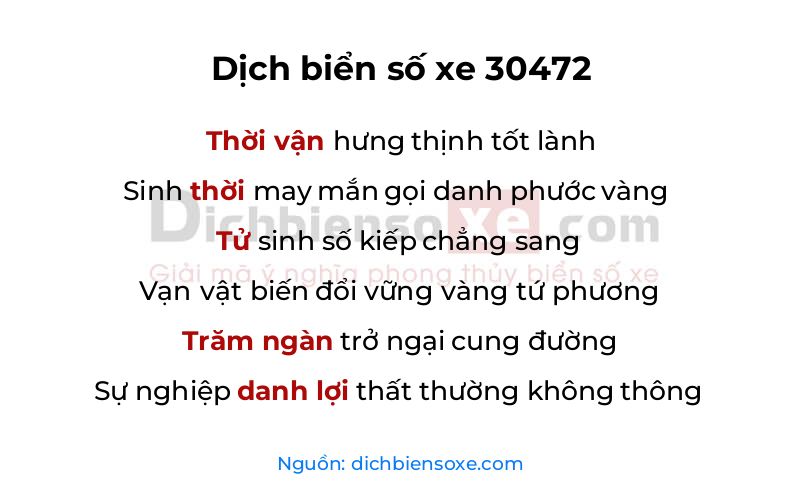 Dịch thơ biển số 30472