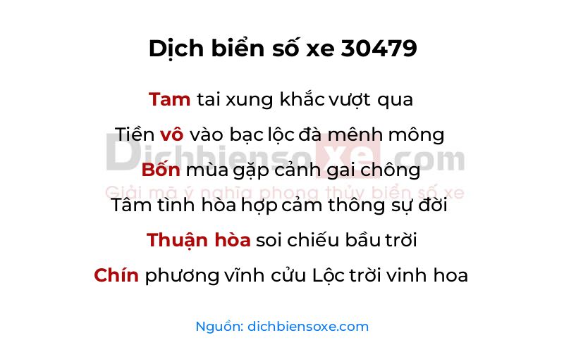 Dịch thơ biển số 30479