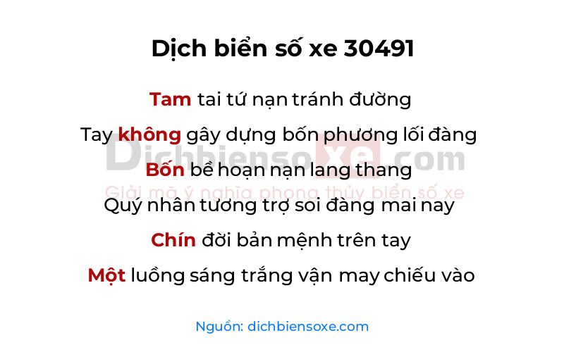 Dịch thơ biển số 30491