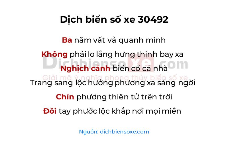 Dịch thơ biển số 30492