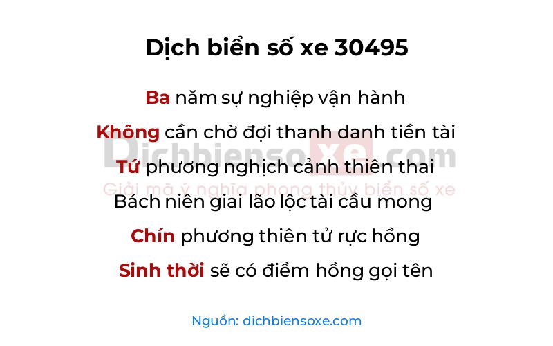 Dịch thơ biển số 30495