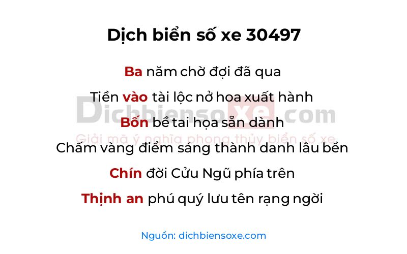 Dịch thơ biển số 30497