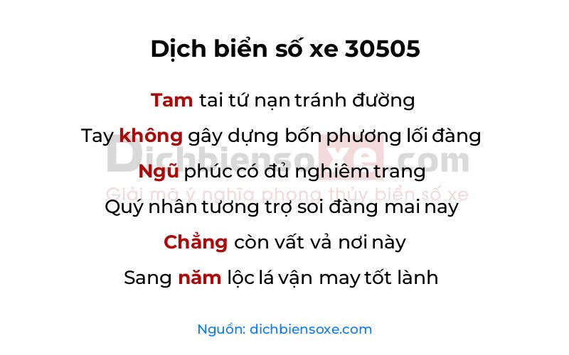 Dịch thơ biển số 30505