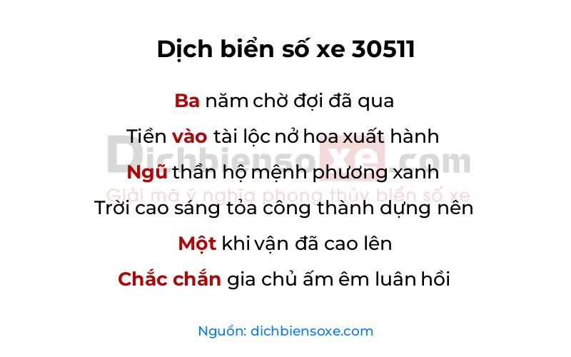 Dịch thơ biển số 30511