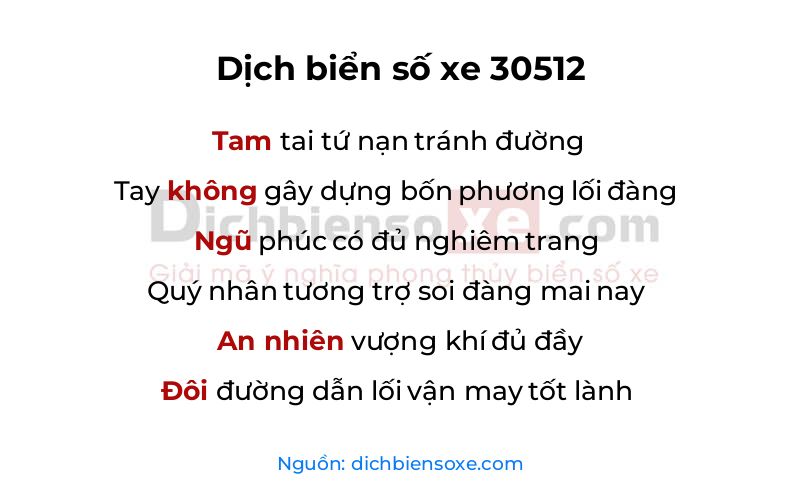 Dịch thơ biển số 30512