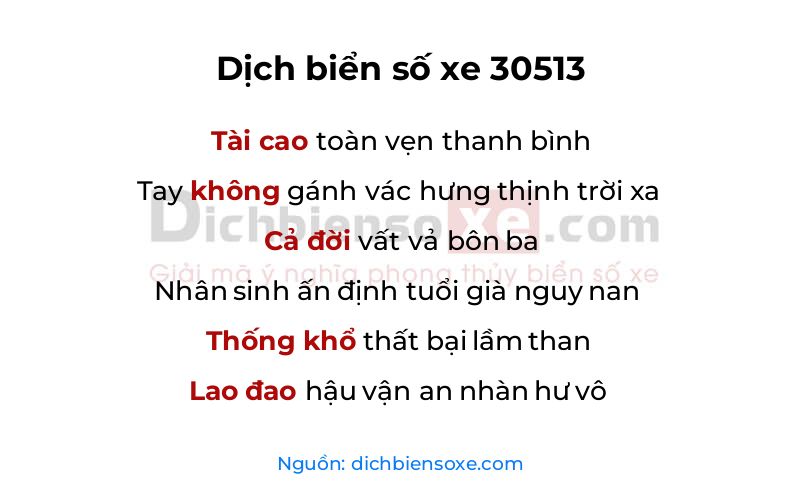 Dịch thơ biển số 30513