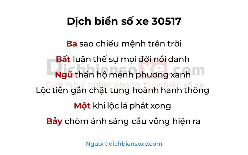Dịch thơ biển số 30517