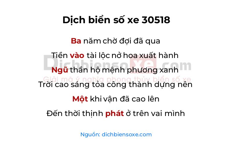 Dịch thơ biển số 30518