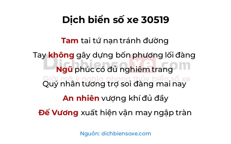 Dịch thơ biển số 30519