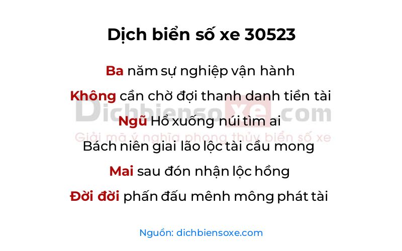 Dịch thơ biển số 30523