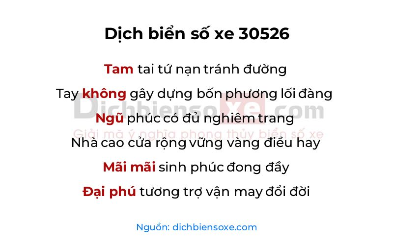 Dịch thơ biển số 30526