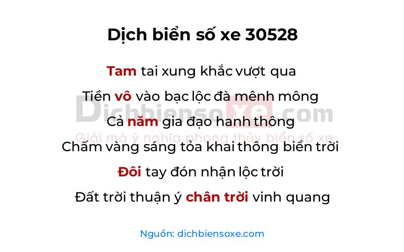 Dịch thơ biển số 30528