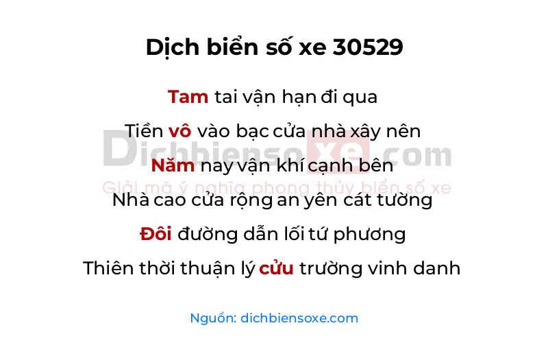 Dịch thơ biển số 30529