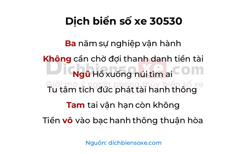 Dịch thơ biển số 30530