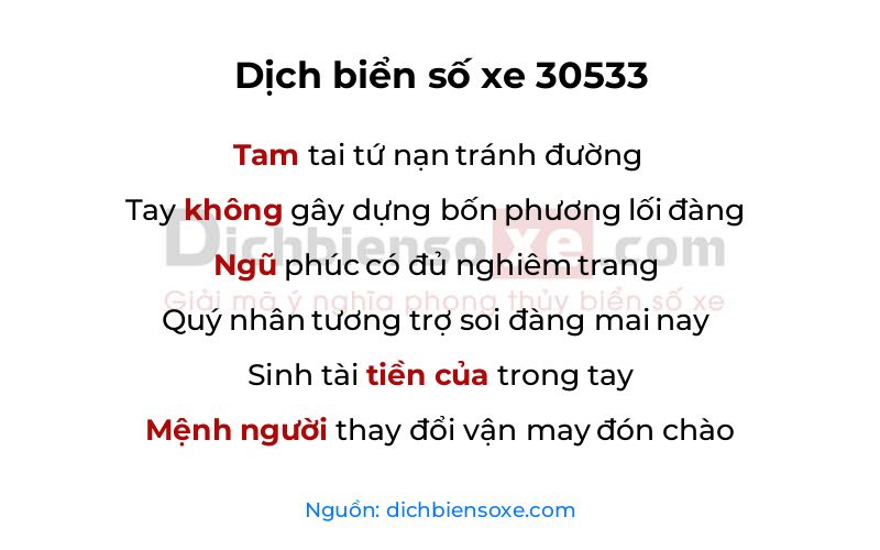 Dịch thơ biển số 30533