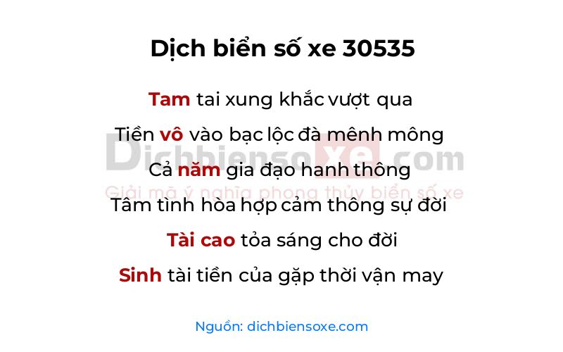 Dịch thơ biển số 30535
