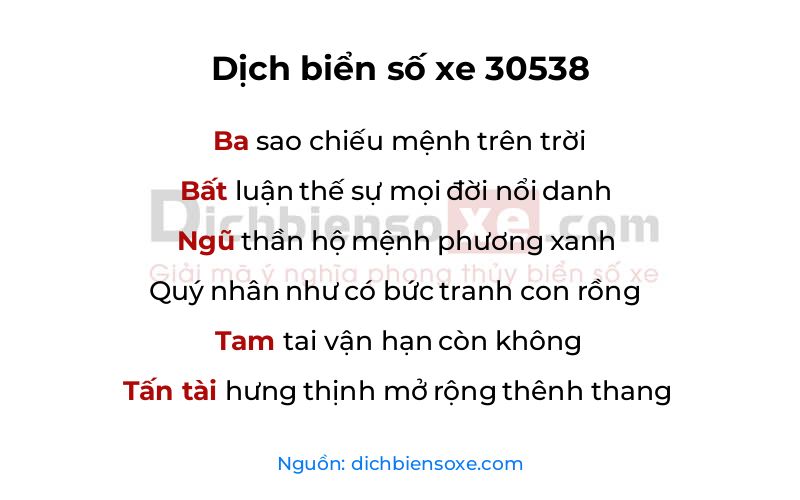 Dịch thơ biển số 30538