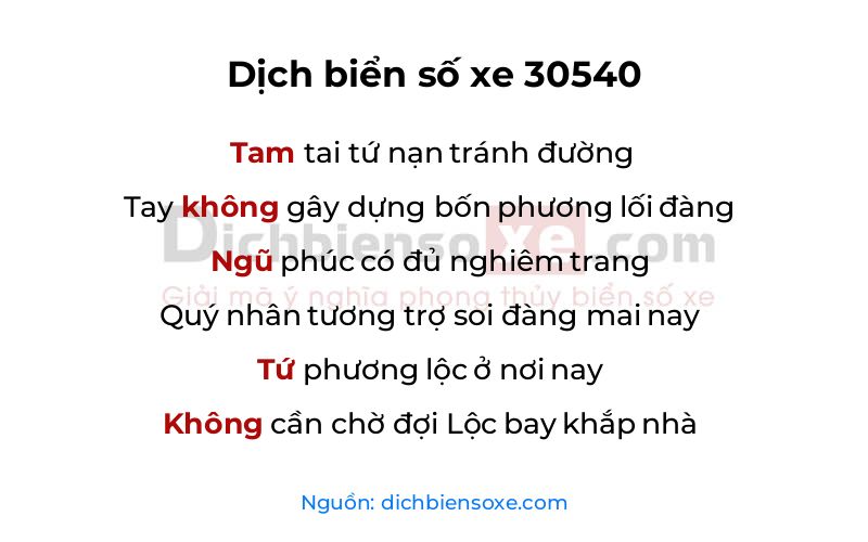 Dịch thơ biển số 30540