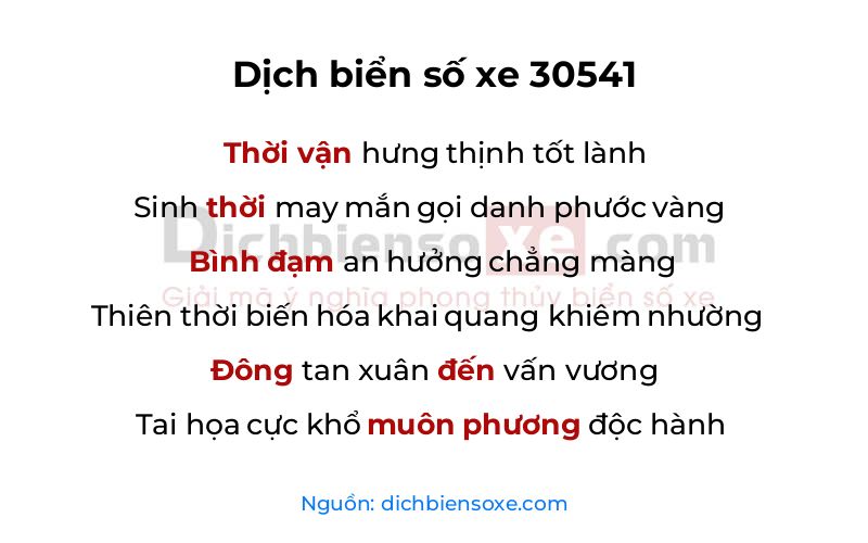 Dịch thơ biển số 30541