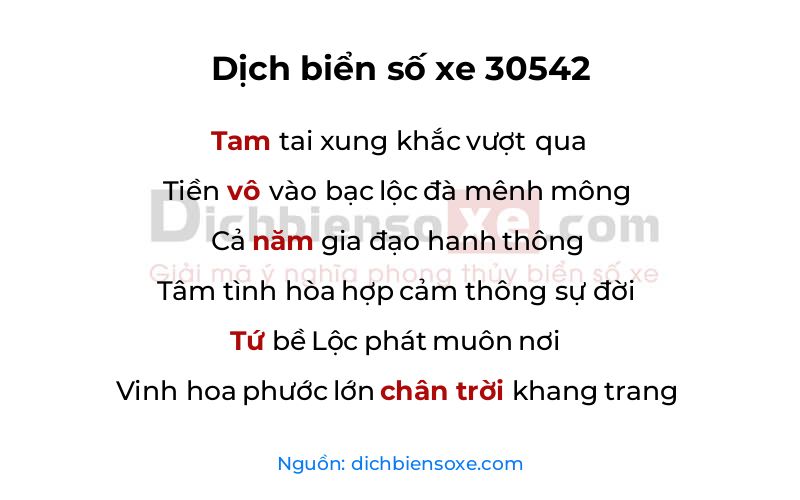 Dịch thơ biển số 30542