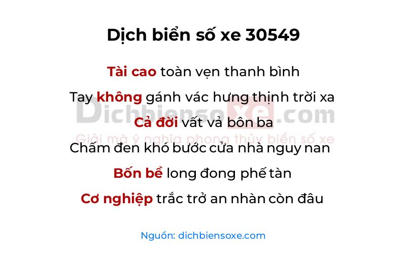 Dịch thơ biển số 30549