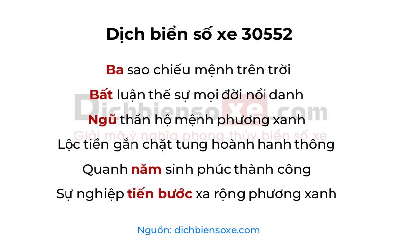Dịch thơ biển số 30552