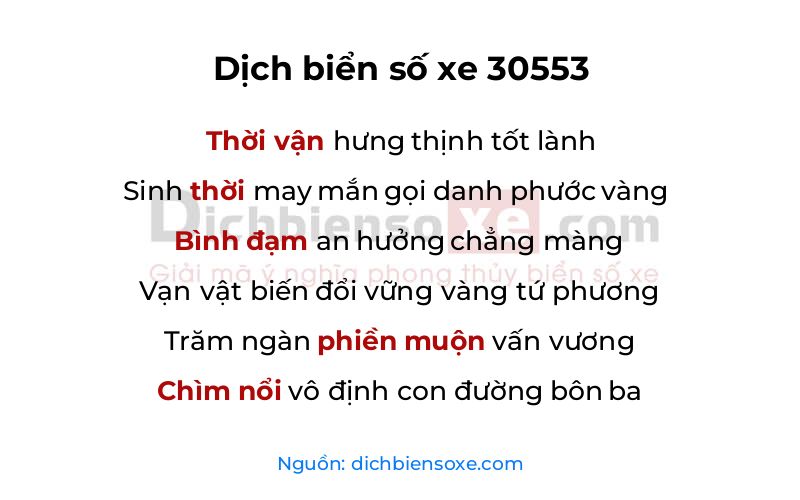 Dịch thơ biển số 30553