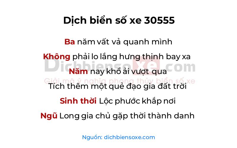 Dịch thơ biển số 30555