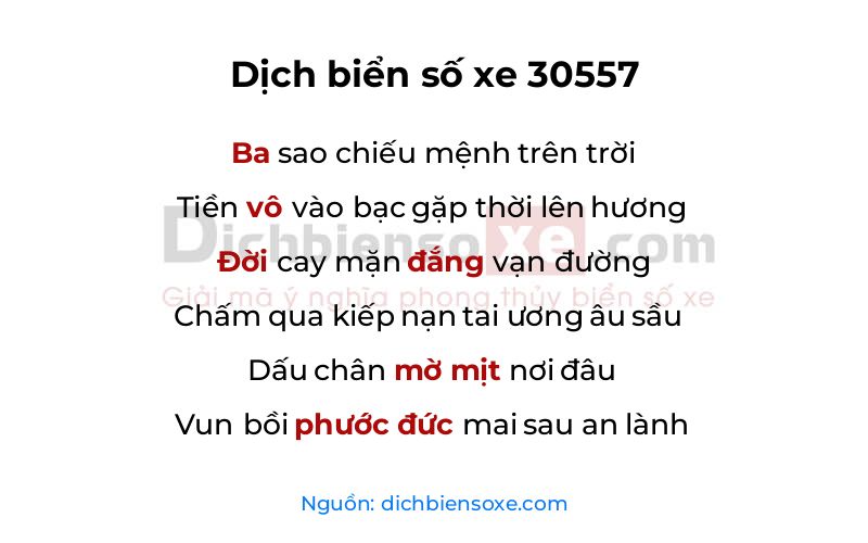 Dịch thơ biển số 30557