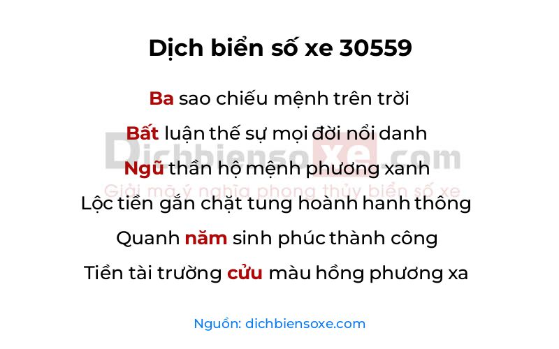 Dịch thơ biển số 30559