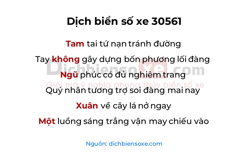 Dịch thơ biển số 30561